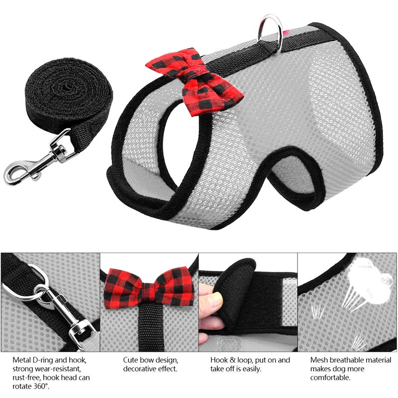 Rypet Small Animal Harness and Leash - Soft Mesh Small Pet Harness with Safe Bell, No Pull Comfort Padded Vest for Small Pet Gray S - Image 4